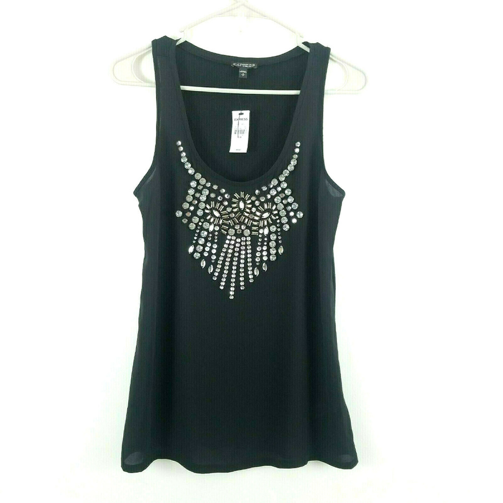 Express Black Rhinestone Tank Top